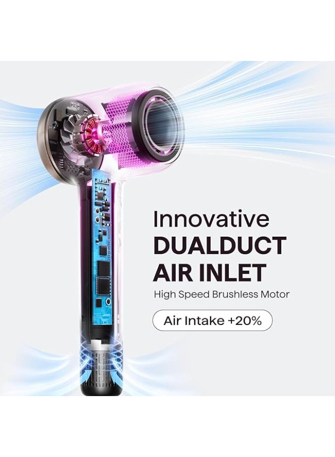 wavytalk Hair Dryer, Wavytalk Turblow Pro Fast Drying Blow Dryer with Diffuser, High Speed Hair Dryer with 110,000 RPM, Pro Negative Ions for Reduces Damage, Frizz Smoothing, 3 Speeds & 3 Temps, Matte Grey - Image 3